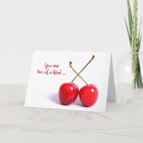 pair of red cherries romance card