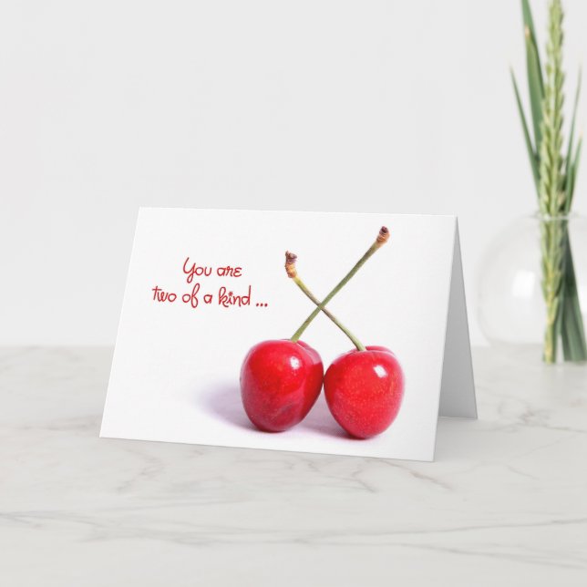 pair of red cherries romance card (Front)