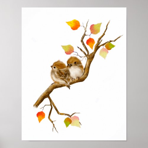 Pair of Sparrow Birds Poster Print