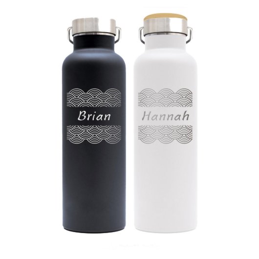 Pair of Stainless Steel Water Bottles for Couple (Front)