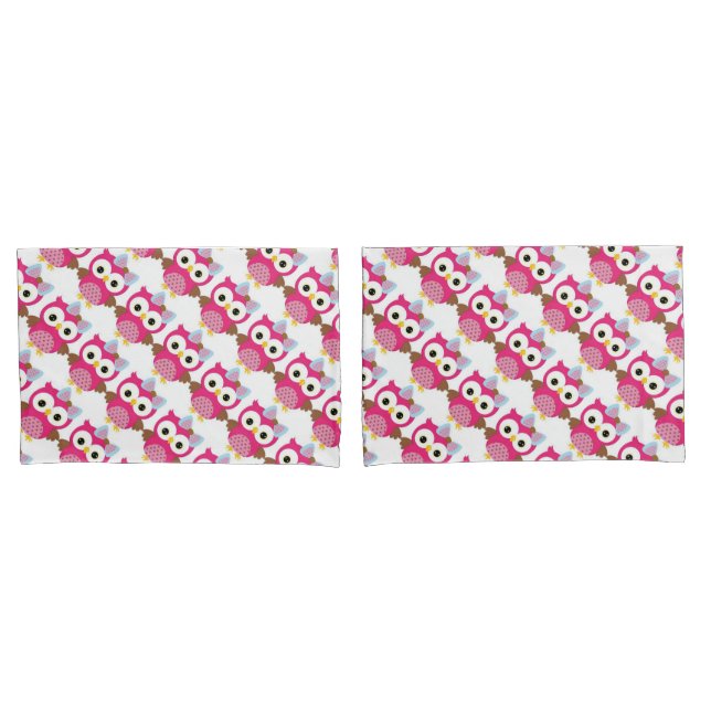 Pair of Standard Size Pillowcases/Owls Pillow Case (Front-Set)