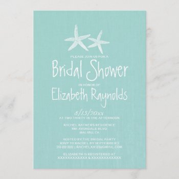 Pair Of Starfish Bridal Shower Invitations by topinvitations at Zazzle