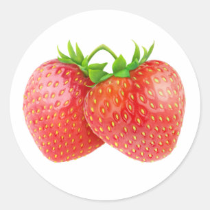 Pair of strawberries classic round sticker