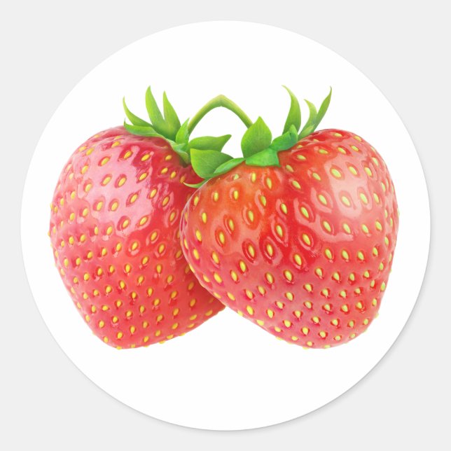 Pair of strawberries classic round sticker (Front)