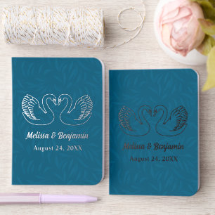 Pair of Swans Blue Wedding Foil Vow Books