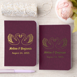 Pair of Swans Burgundy Wedding Foil Vow Books