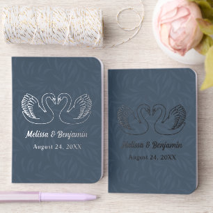 Pair of Swans Grey Wedding Foil Vow Books