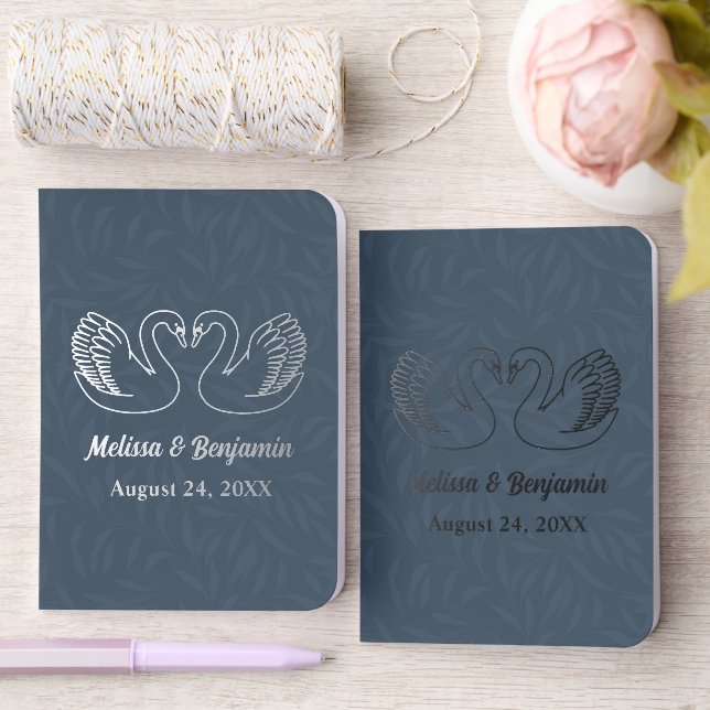 Pair of Swans Grey Wedding Foil Vow Books (Wedding)