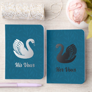 Pair of Swans on Blue Wedding Foil Vow Books