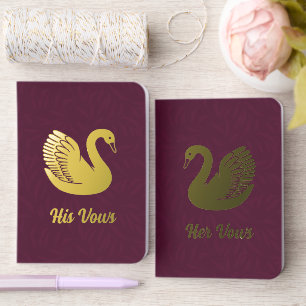 Pair of Swans on Burgundy Wedding Foil Vow Books