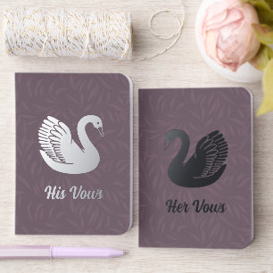 Pair of Swans on Purple Wedding Foil Vow Books
