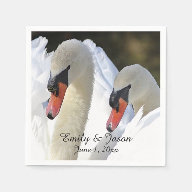 Pair of Swans Paper Napkins (Front)