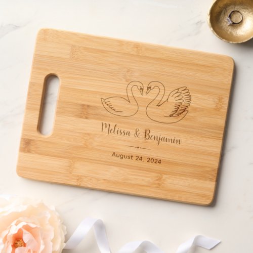 Pair of Swans Save the Date Wedding Anniversary Cutting Board