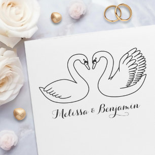 Pair of Swans Save the Date Wedding Anniversary Lg Self-inking Stamp