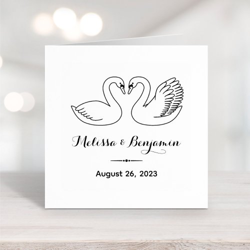 Pair of Swans Save the Date Wedding Anniversary Rubber Stamp