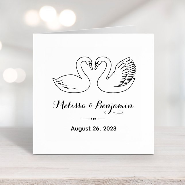 Pair of Swans Save the Date Wedding Anniversary Rubber Stamp (Creator Uploaded)