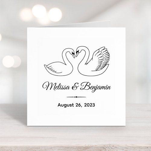 Pair of Swans Save the Date Wedding Anniversary Self_inking Stamp