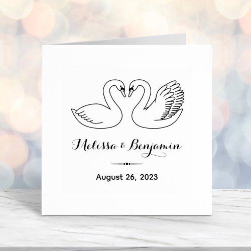 Pair of Swans Save the Date Wedding Anniversary Self_inking Stamp