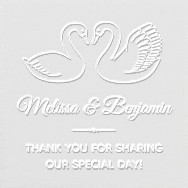 Pair of Swans Wedding Anniversary Thank You Embosser (Design)