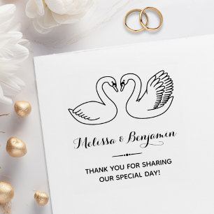 Pair of Swans Wedding Anniversary Thank You Rubber Stamp