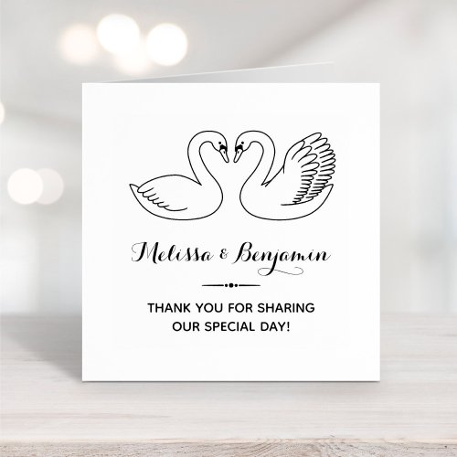 Pair of Swans Wedding Anniversary Thank You Rubber Stamp