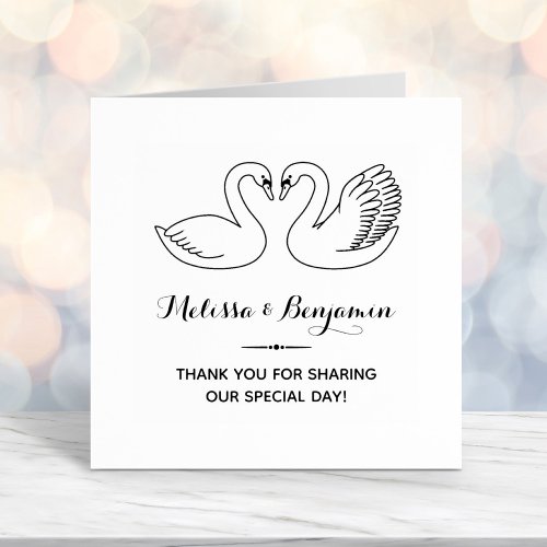 Pair of Swans Wedding Anniversary Thank You Self_inking Stamp