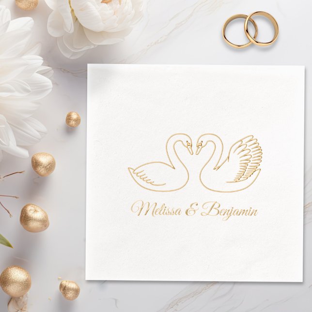 Pair of Swans Wedding Anniversary V2 Foil Napkins (Creator Uploaded)