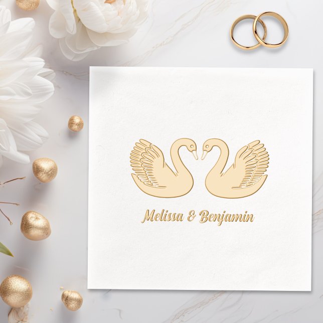 Pair of Swans Wedding Anniversary V4 Foil Napkins (Creator Uploaded)