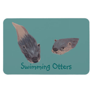 Pair of Swimming Otters Flexible Magnets