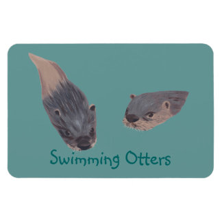 Pair of Swimming Otters Flexible Magnets