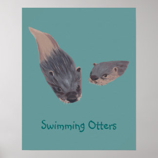 Pair of Swimming Otters Posters
