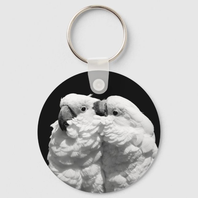 Pair of umbrella cockatoos keychain (Front)