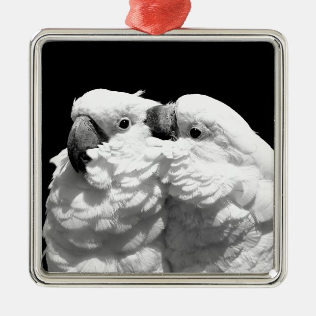 Pair of umbrella cockatoos metal ornament (Front)