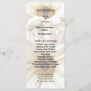 Pair of White Daisies Wedding Program