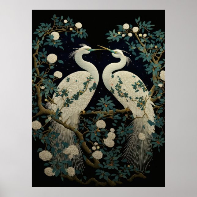 Pair of White Egrets Poster (Front)