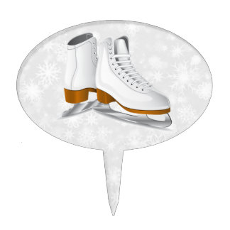 pair of white ice skates cake topper / cakepick
