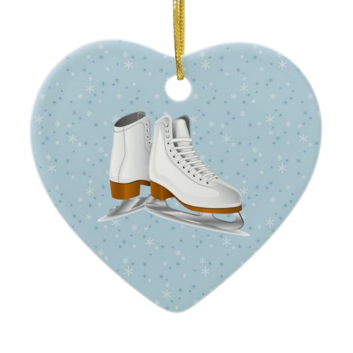pair of white ice skates ceramic ornament