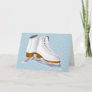 pair of white ice skates holiday card