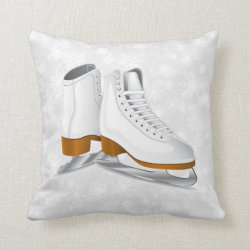 pair of white ice skates throw pillow