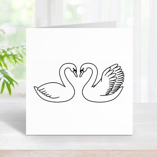 Pair of White Swans Rubber Stamp