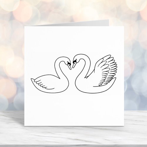 Pair of White Swans Self_inking Stamp