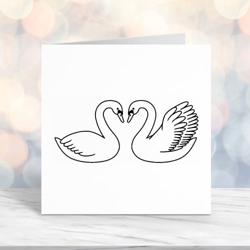 Pair of White Swans Self_inking Stamp