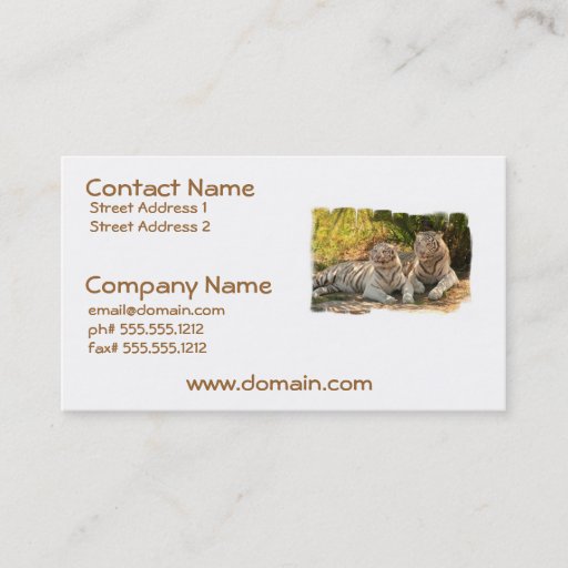 Customizable Pair of White Tigers Business Cards