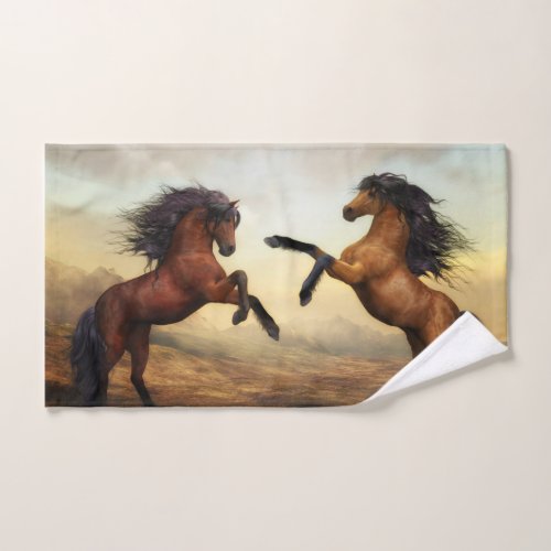 pair of wild horses   bath towel set