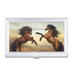 pair of wild horses   business card case