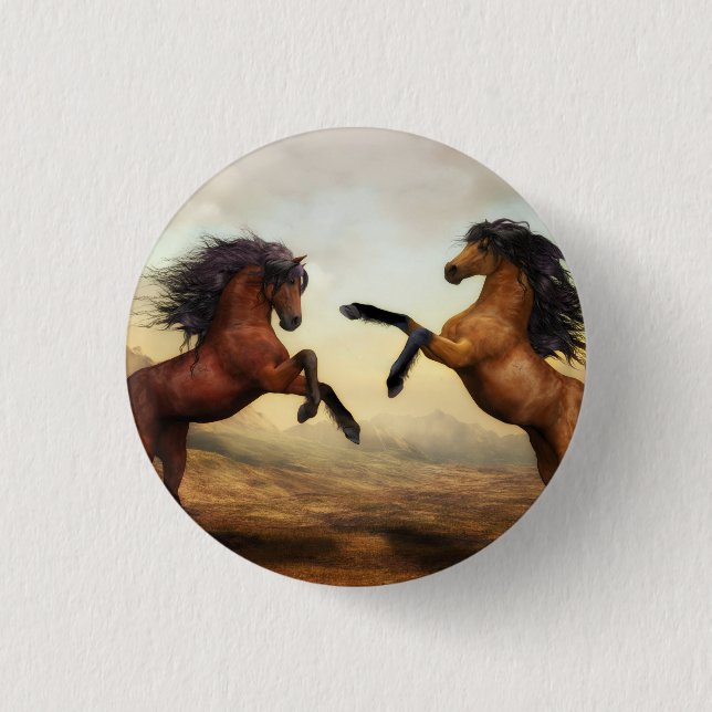 pair of wild horses   button (Front)