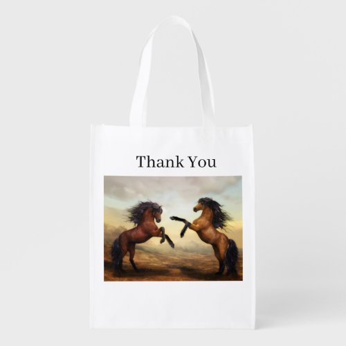 pair of wild horses  grocery bag