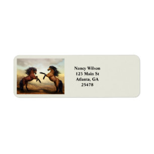 pair of wild horses label