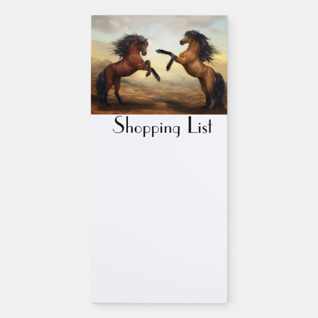 pair of wild horses  magnetic notepad (Front)