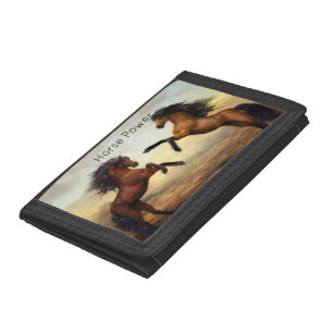 pair of wild horses trifold wallet